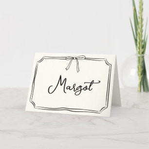 De Remerciements Nom personnalisé manuscrit Coquette Bow Carte pour