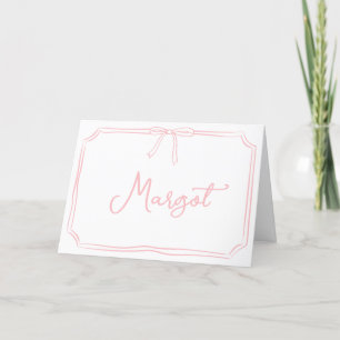 De Remerciements Nom personnalisé manuscrit Coquette Bow Carte pour