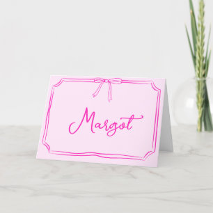 De Remerciements Nom personnalisé manuscrit Coquette Bow Carte pour