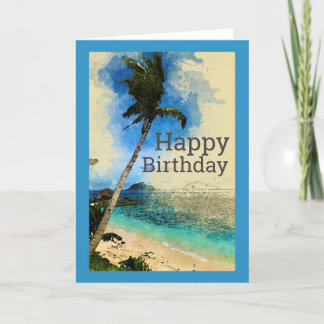 De Remerciements Palmiers sur la plage Carte d'anniversaire
