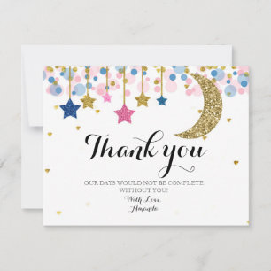 De Remerciements parties scintillant d'or rose et bleu lune Carte d