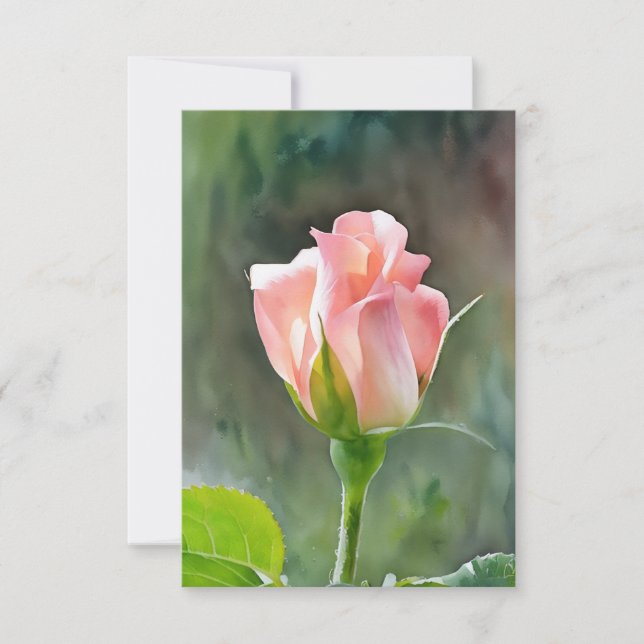 De Remerciements Peachy Rose Rose Boud Art Carte à note plat (Devant)