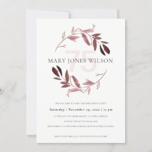 DE REMERCIEMENTS PINK BLUSH FOLIAGE WREATH TOUT ÂGE 75 CARTE D'ANNI