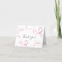 Pink bow remerciement cartes, arc note carte