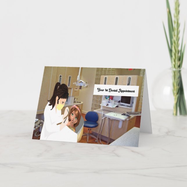De Remerciements Première visite à la carte jeune fille dentiste (Devant)