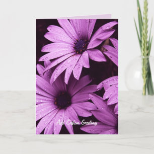 De Remerciements Raindrops Lilac Daisy Carte personnalisée Fleur