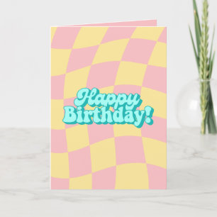De Remerciements Retro Wavy À damiers Bonne carte d'anniversaire