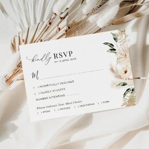 De Remerciements sauge pampas herbe mariage RSVP carte
