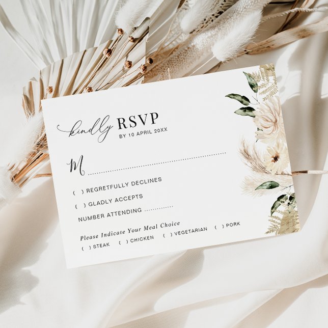 De Remerciements sauge pampas herbe mariage RSVP carte (Créateur téléchargé)