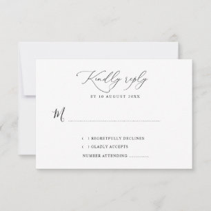 De Remerciements simple carte RSVP mariage noir et blanc