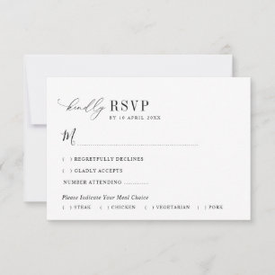 De Remerciements simple carte RSVP mariage noir et blanc