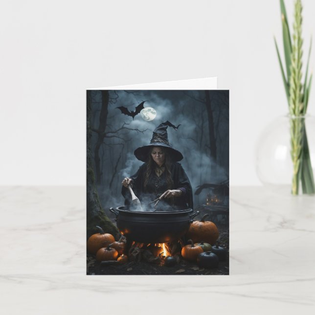 De Remerciements Sorcière dans la carte d'Halloween Woods (Devant)
