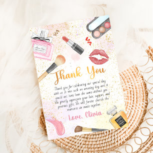 De Remerciements Spa Party Glam Girl Maquillage Anniversaire Carte