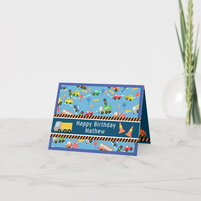 De Remerciements Transport Blue. Carte d'anniversaire (Devant)