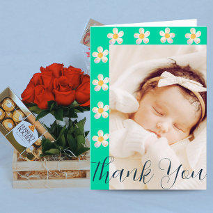De Remerciements Turquoise Carte photo Floral Midwoman New Baby G