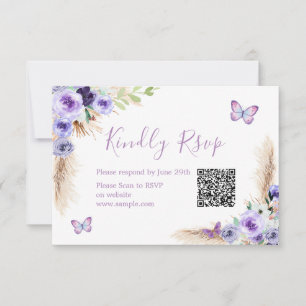 De Remerciements Un An Flutted Papillon Anniversaire Qr Carte Rsvp