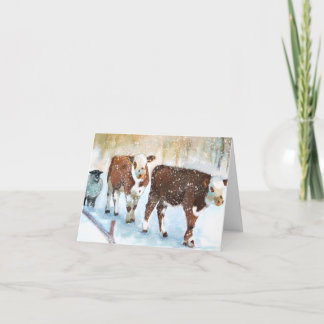 De Remerciements Vaches d'hiver dans Carte Blanche Neige