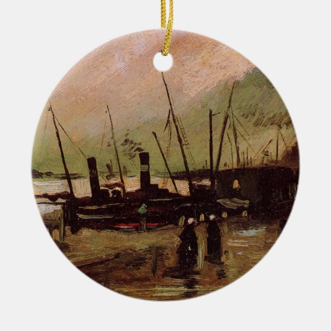 De Ruijterkade in Amsterdam by Vincent van Gogh Ceramic Ornament (Front)