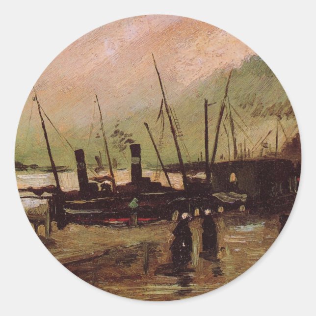 De Ruijterkade in Amsterdam by Vincent van Gogh Classic Round Sticker (Front)