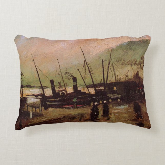 De Ruijterkade in Amsterdam by Vincent van Gogh Decorative Pillow (Front)