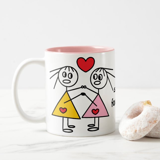 De soeurs chiffre adorable tasse de bâton pour (Avec donut)
