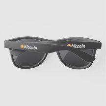 Bitcoin Logo complet avec texte blanc - Lunettes d