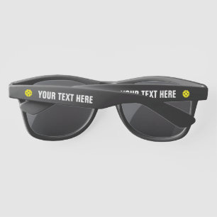 De Soleil Logo personnalisé noir jaune pickleball lunettes 