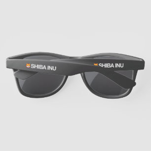 De Soleil Shiba Inu Logo complet avec texte blanc - Lunettes