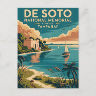 De Soto Vintage Florida Gulf Coast Poster Postcard