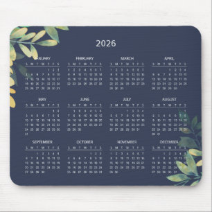 De Souris Calendrier Botanique Élégant Simple 2026   Tapis d