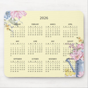 De Souris Calendrier Botanique Élégant Simple 2026   Tapis d