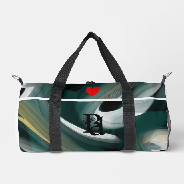 De Sport Blanc Petit sac Duffel Tendance Abstrait Vert Or (Recto)