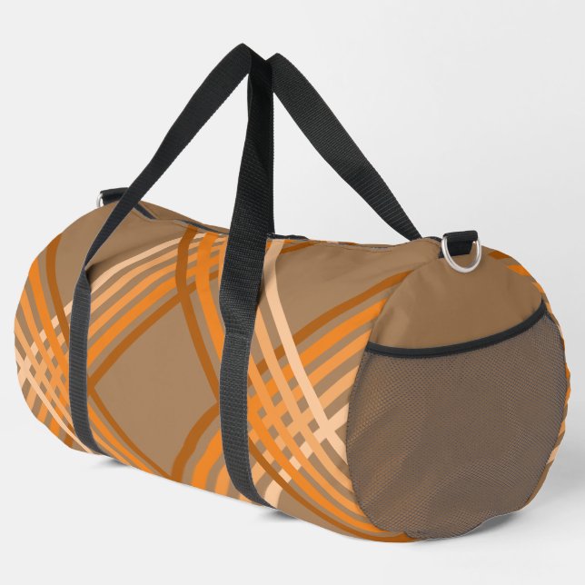 De Sport Sac à double - Stripes orange sur Brown (Coin droit)