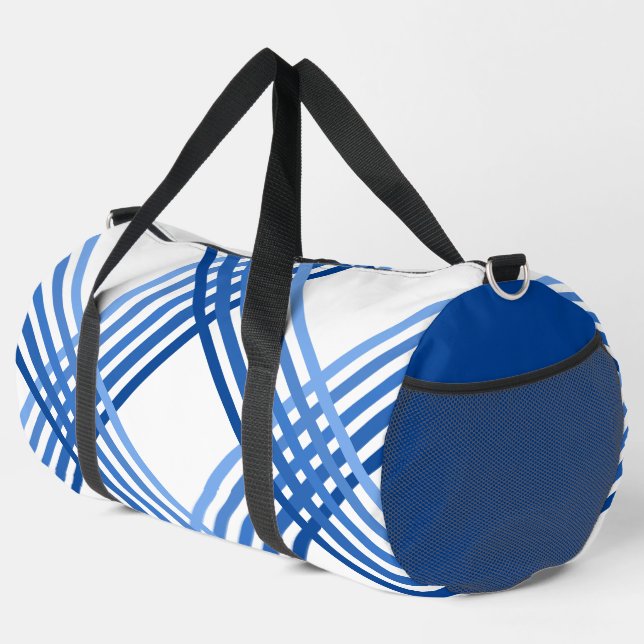 De Sport Sac Duffel - Bleu Grilles Traversées Diagonalement (Coin droit)