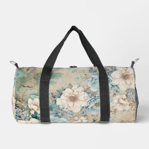De Sport Shabby Chic Turquoise Pastel Floral Duffson Sac