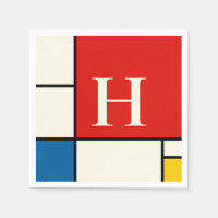 De Stijl Inspired Primary Coloured Squares Monogra
