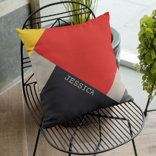 De Stijl Inspired Primary Coloured Squares Throw Pillow
