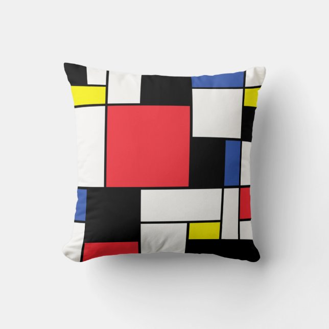De Stijl Neoplastic Art Throw Pillow (Front)