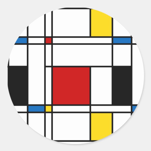 De Stijl Pattern Classic Round Sticker (Front)