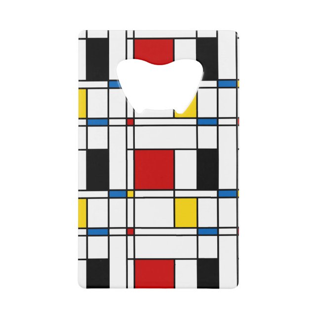 De Stijl Pattern Credit Card Bottle Opener (Front)