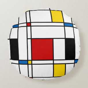 De Stijl Pattern Round Pillow