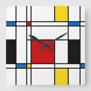 De Stijl Pattern Square Wall Clock