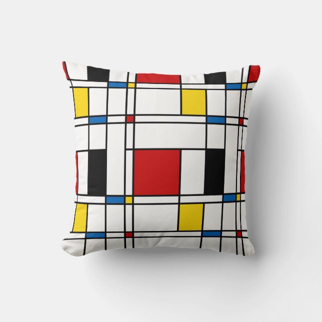 De Stijl Pattern Throw Pillow (Front)