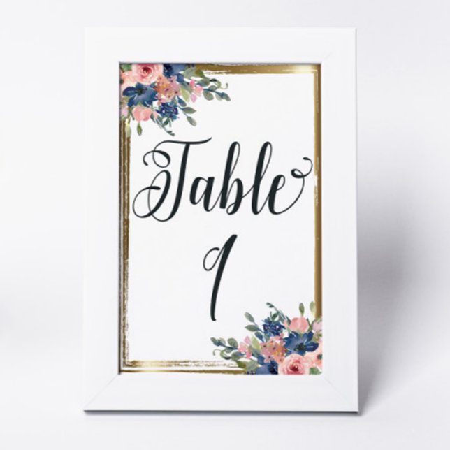 De Table Aquarelle calligraphie florale Tableau Numéro 1 (Créateur téléchargé)