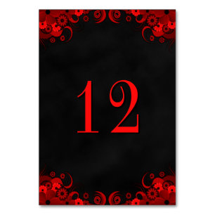 De Table Black Goth Red Floral Réception Tableau Numéro Car