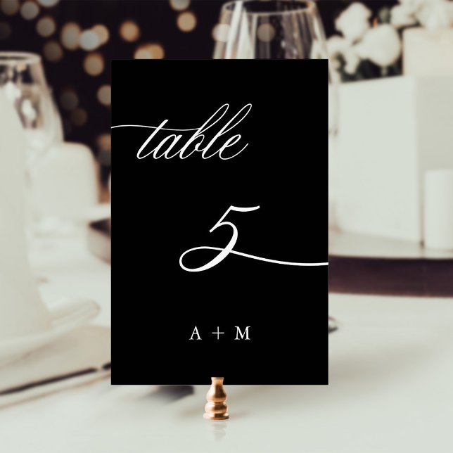 De Table Calligraphie romantique Mariage numéro 5, noir (Créateur téléchargé)