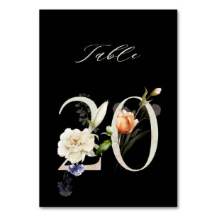 De Table Élégant Botanique Floral Numéro 20, Noir