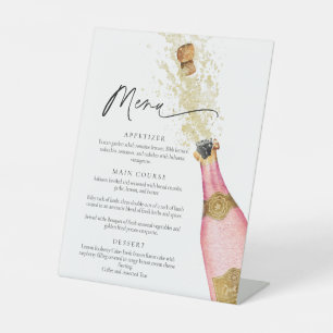 De Table Élégant Champagne Rose Menu Signe