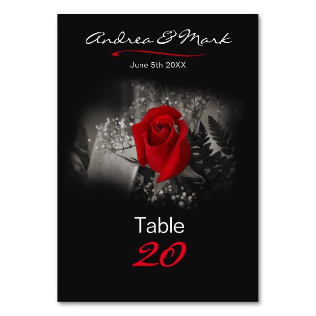 De Table Élégante Rose Rouge Vignette Noir Classic Numéro d (Par défaut)