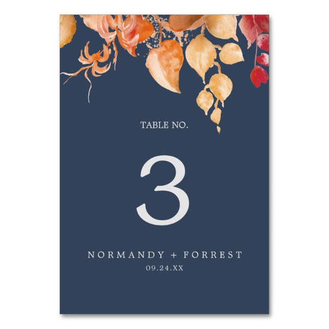 De Table Feuilles automnales | Navy Blue & Burgundy Numéro  (Par défaut)